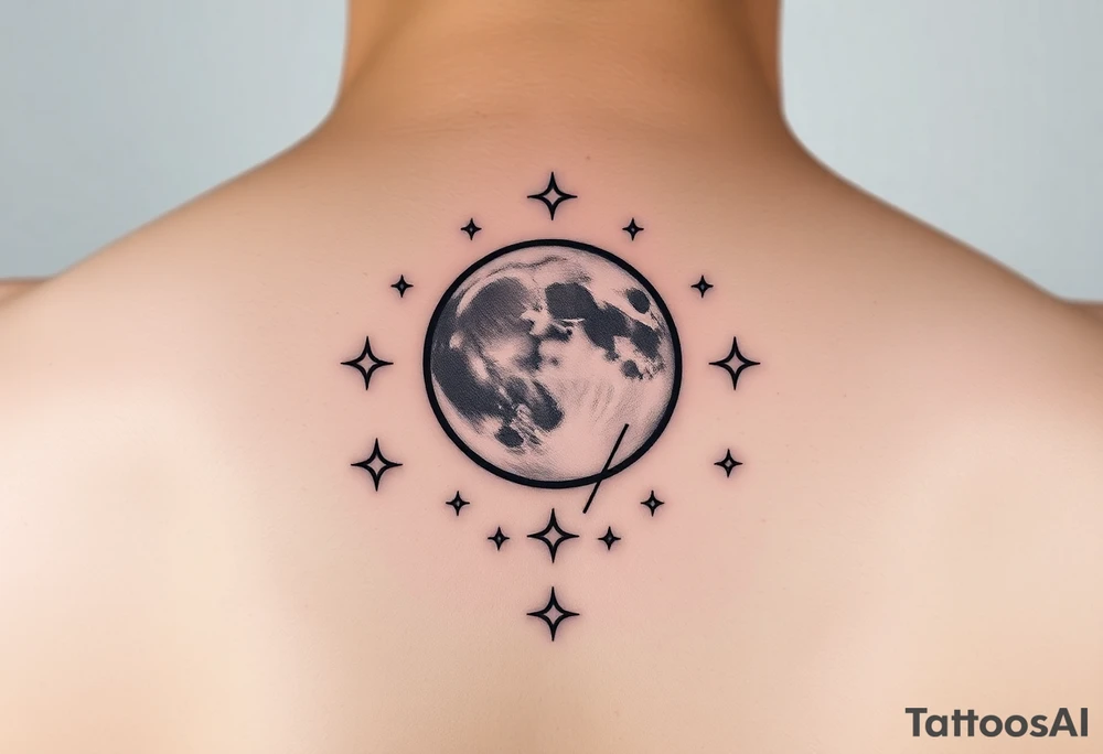 negative space tattoo inspired by the moon and stars tattoo idea