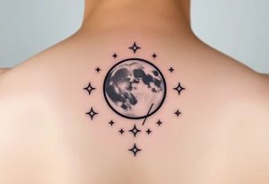 negative space tattoo inspired by the moon and stars tattoo idea