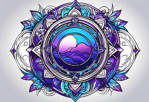 Blue and purple circle and lines tattoo idea