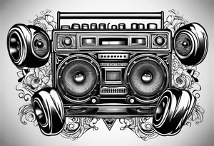 Boombox rollerskates tattoo idea