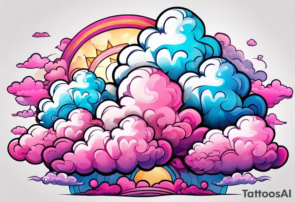 pink fluffy clouds tattoo idea