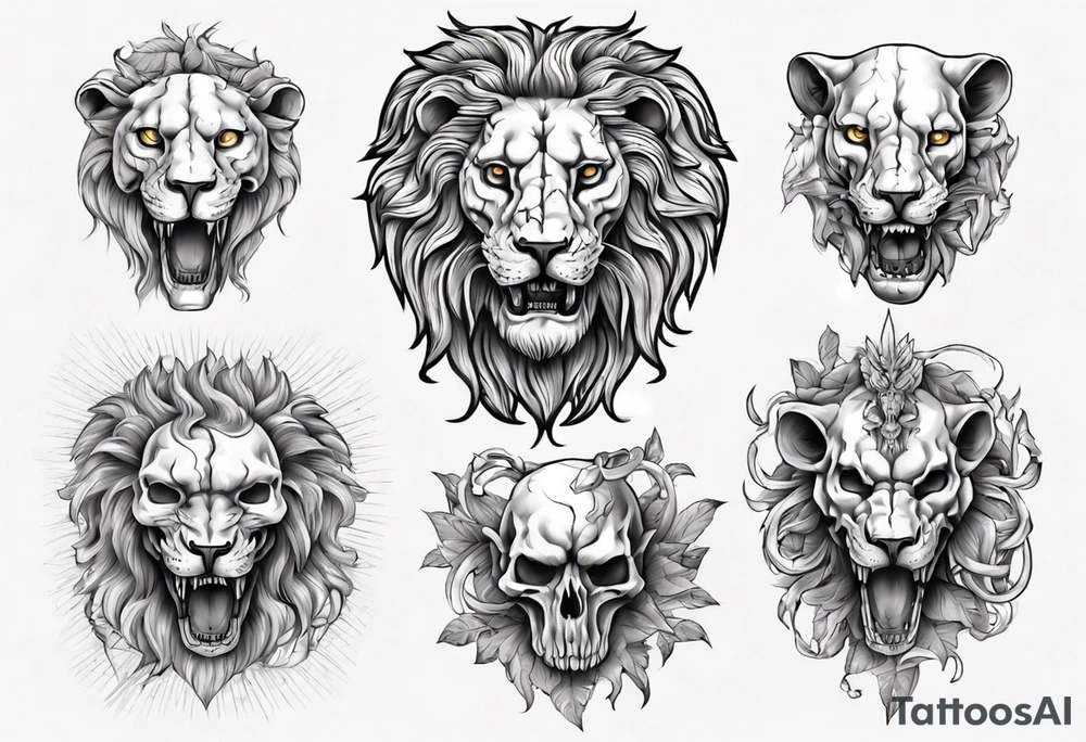 Lion skull statue Roman ancient tattoo idea
