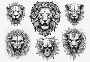 Lion skull statue Roman ancient tattoo idea