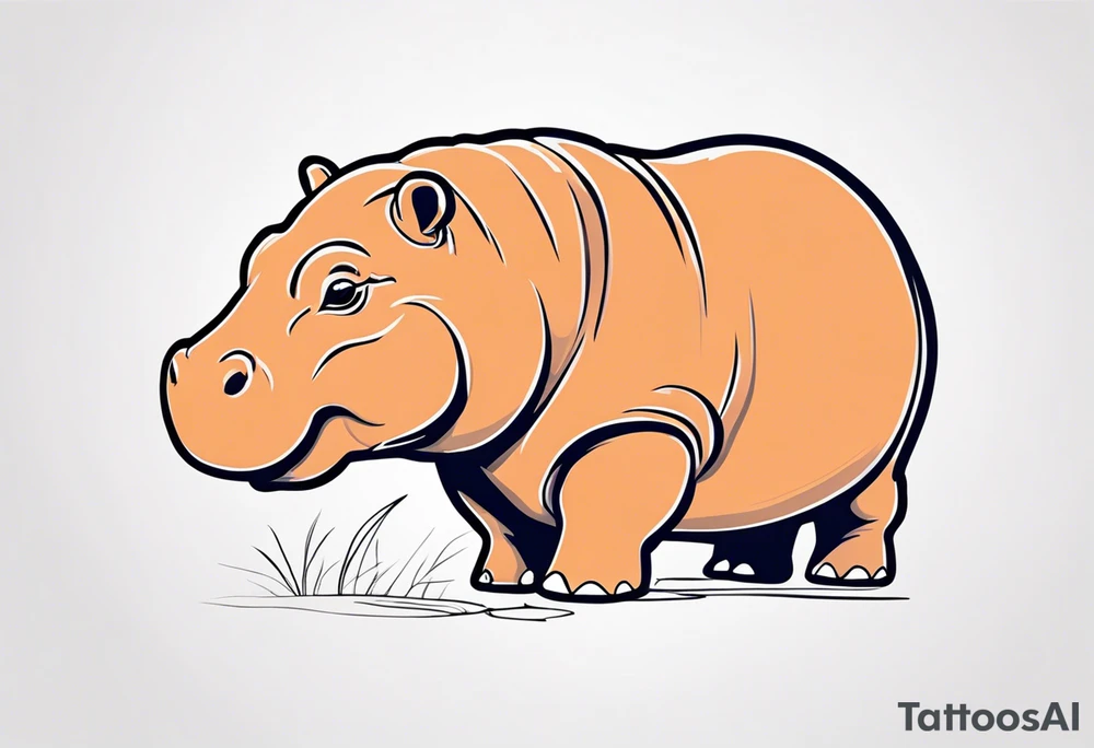 Baby hippo playful tattoo idea