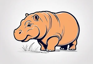 Baby hippo playful tattoo idea