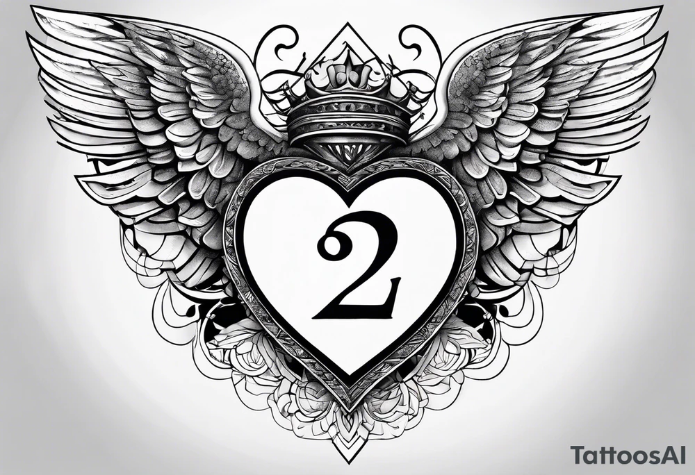 A heart in the form of the number 22 with wings tattoo idea