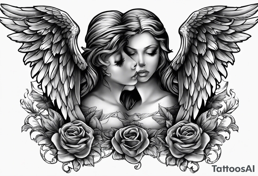 See no evil hear no evil speak no evil with angel wings wrapped around them tattoo idea