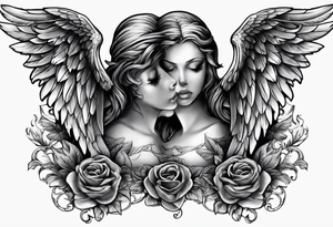 See no evil hear no evil speak no evil with angel wings wrapped around them tattoo idea