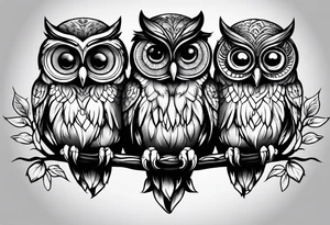 Owls 
Hear no evil, see no evil, speak no evil tattoo idea