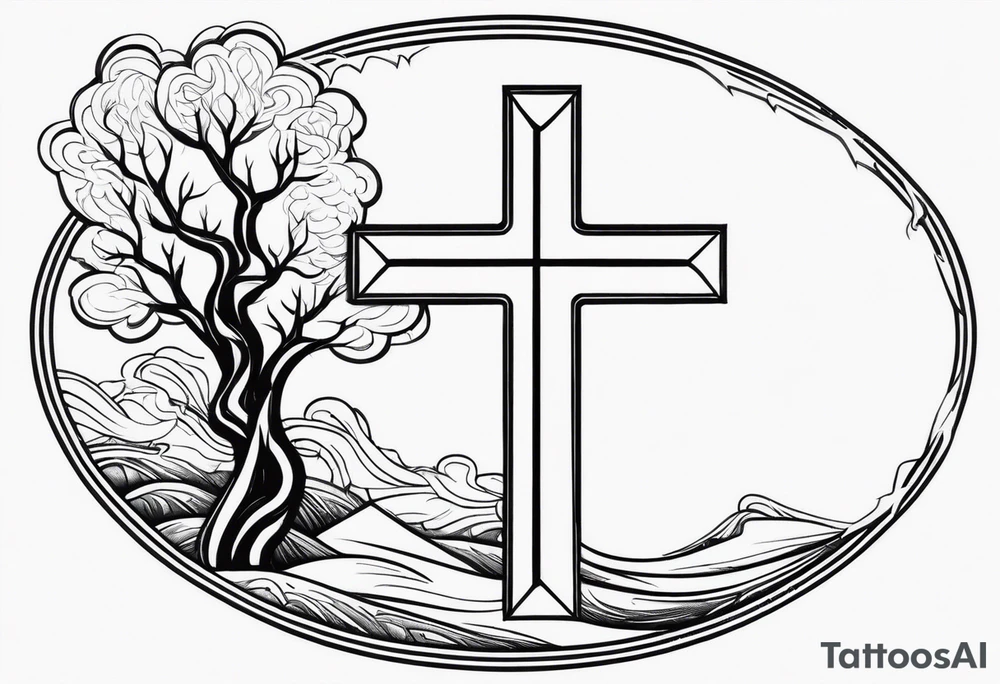 Simple cross and lightning tattoo idea