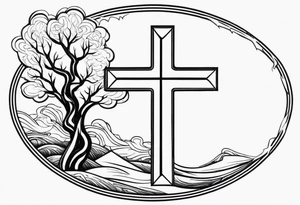Simple cross and lightning tattoo idea