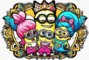 Powderpuff girls as minions tattoo idea