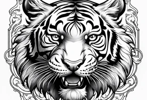tiger smiling leaping tattoo idea