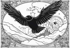 a scary black flying to the top tattoo idea