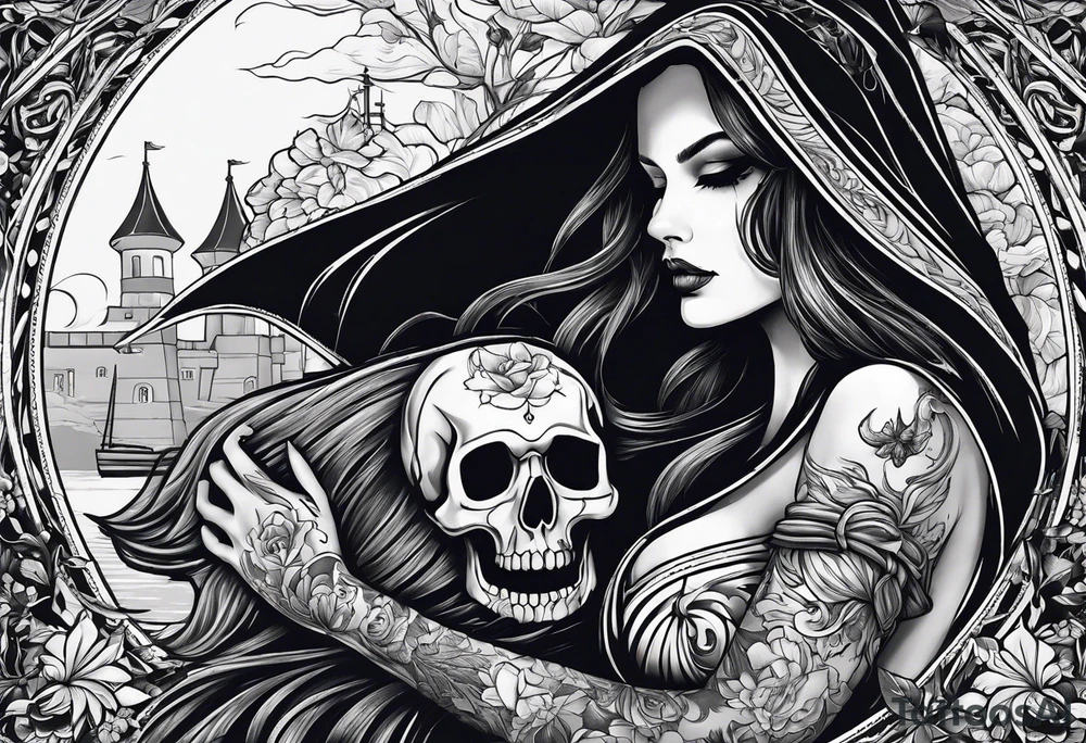 Grim reaper falls in love with human girl tattoo idea