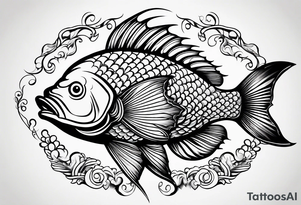 Line work fish tattoo idea