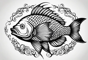 Line work fish tattoo idea