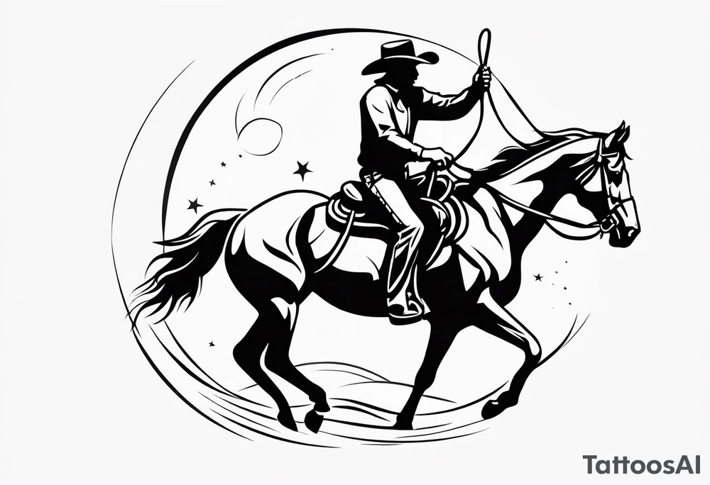 cowboy hanging onto horse tattoo idea