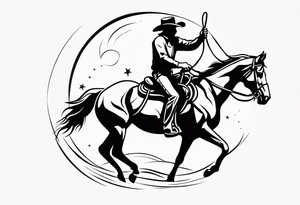 cowboy hanging onto horse tattoo idea