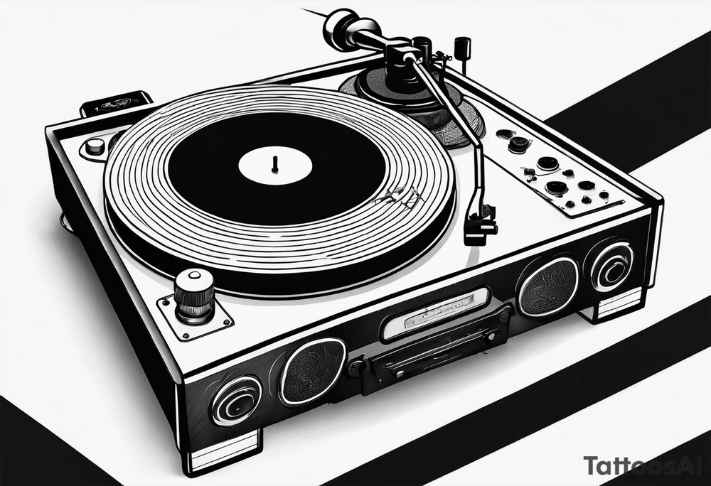 Recordplayer finline art minimalistic tattoo idea
