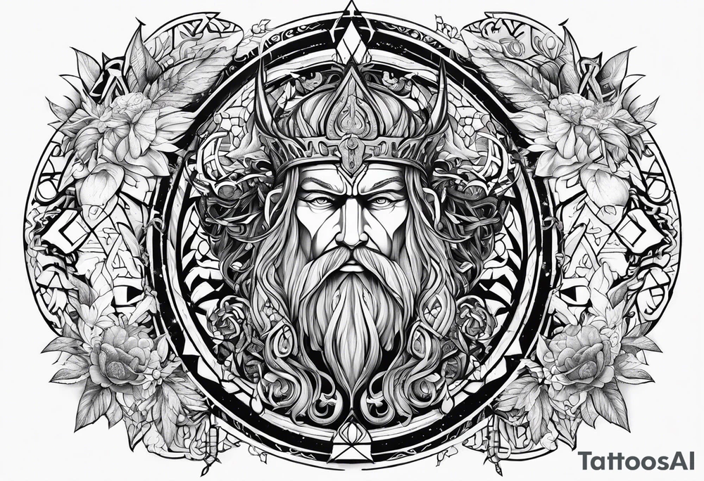Nordic gods with runes tattoo idea
