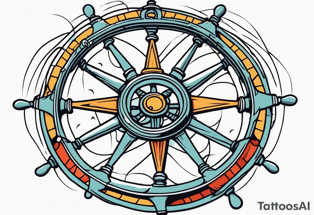 Nautical ships wheel in storm tattoo idea