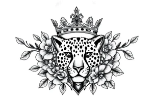 Damian, with crown, cheetah print , flowers and hearts tattoo idea
