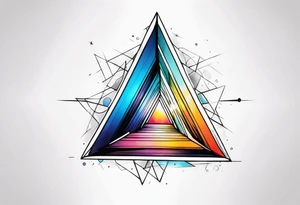 a ray of light entering a triangle prism glass from the left side and getting dispersed into colours tattoo idea