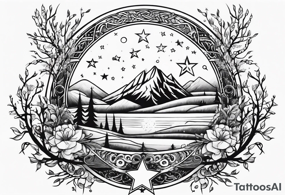 whimsical star and willow tattoo idea