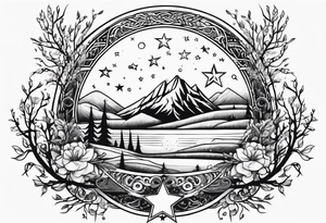 whimsical star and willow tattoo idea