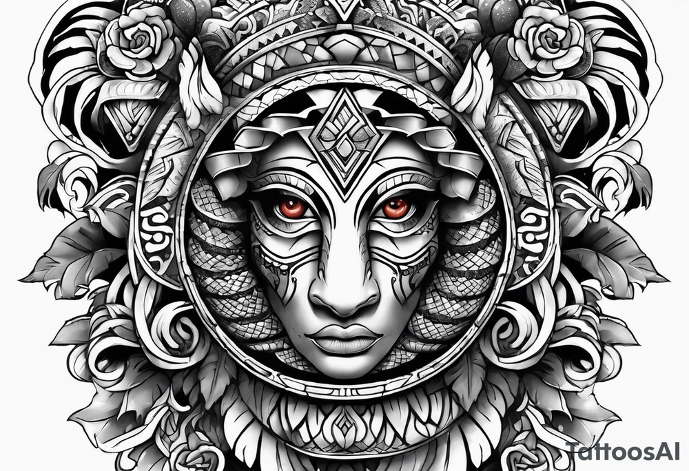 aztec snake sleeve tattoo idea