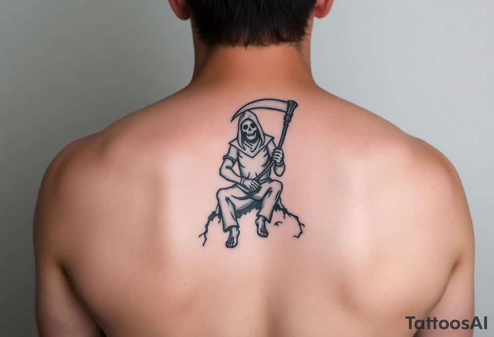 Symbols of the Grim Reaper or the Grim Reaper sitting on something tattoo idea