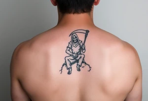 Symbols of the Grim Reaper or the Grim Reaper sitting on something tattoo idea