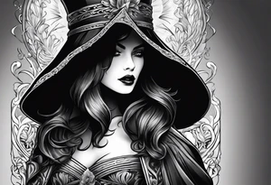 Shadow cloak protecting beautiful dagger tattoo idea