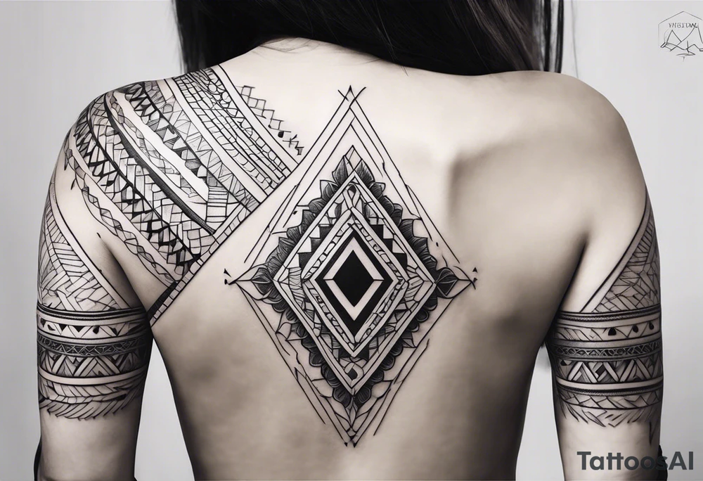 simple lines armband and back tattoo idea