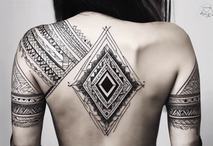 simple lines armband and back tattoo idea
