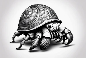 hermit crab wearing a storm trooper helmet as his shell tattoo idea
