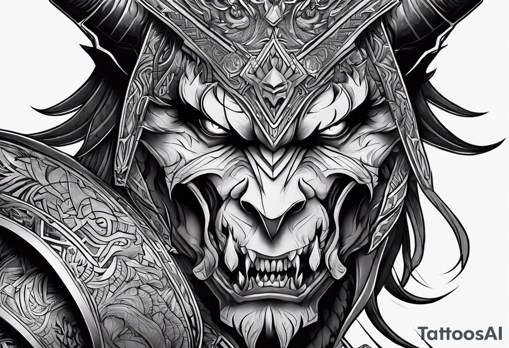 Demon with gun tattoo idea