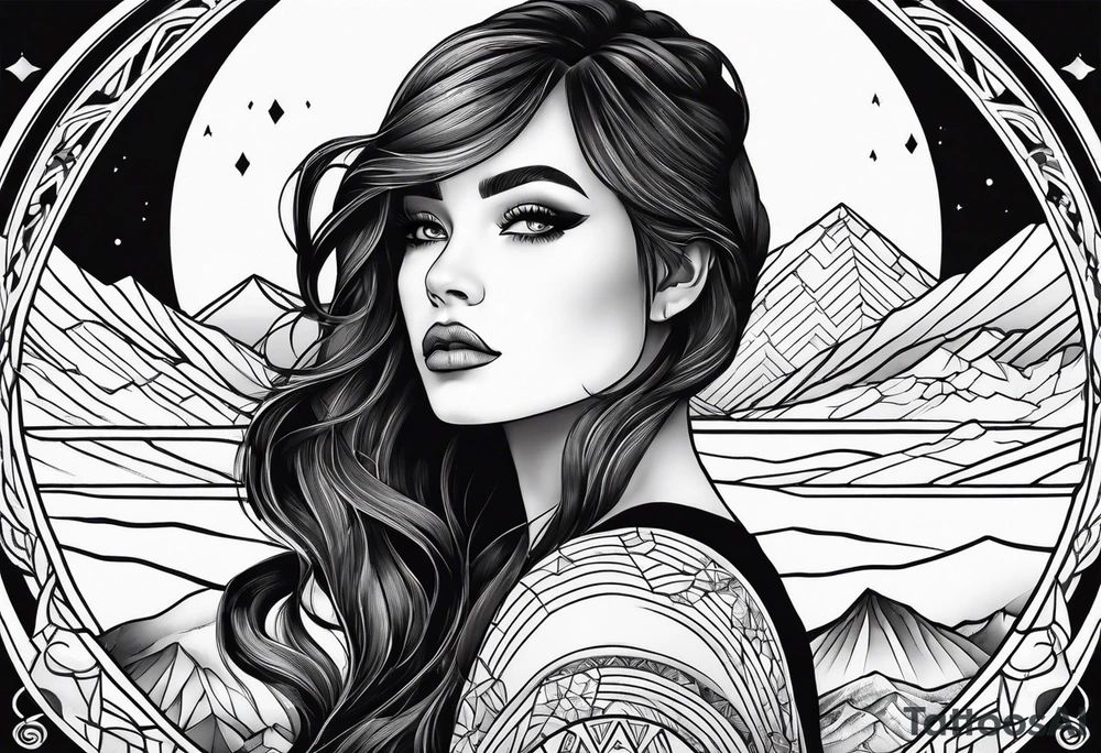 A valley with a woman tattoo idea