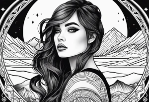 A valley with a woman tattoo idea