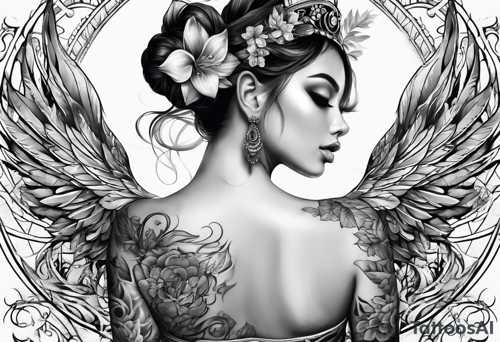 full body tattoo on the back from top to bottom tattoo idea