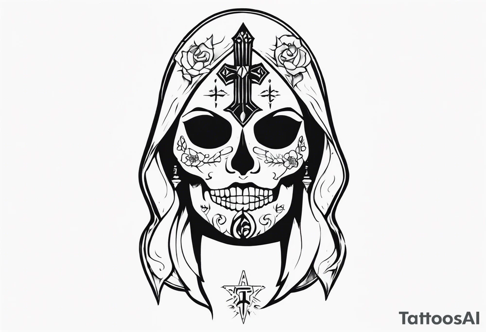 Santa Muerte rune tattoo idea