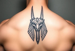muscle Egyptian Anubis god face in Egypt style tattoo idea
