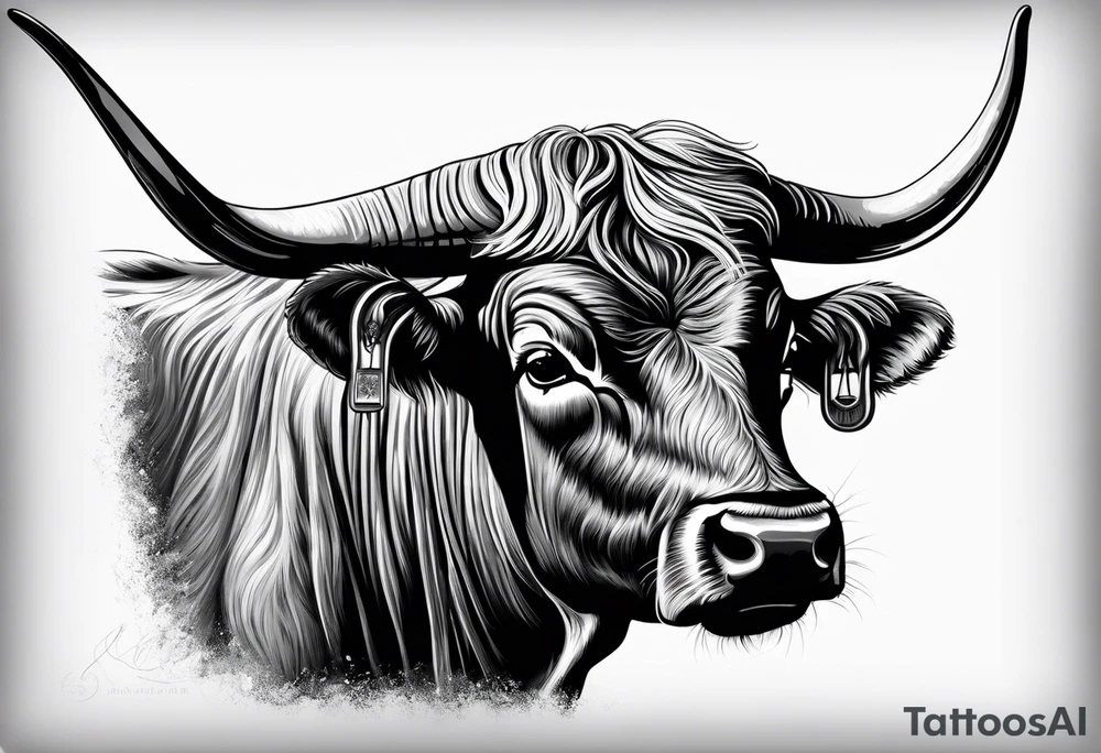 Texas Long horn with barbed wire tattoo idea