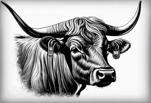 Texas Long horn with barbed wire tattoo idea