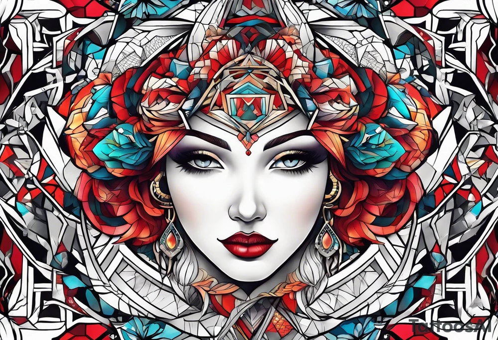 Geometrical painting tattoo idea