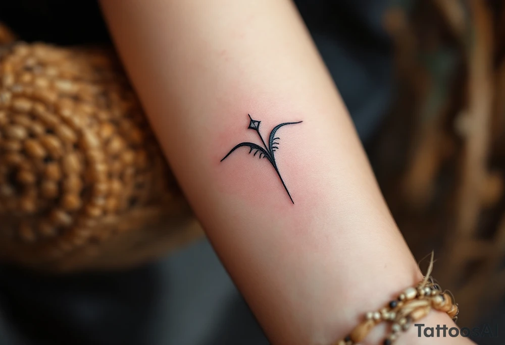 symbol for love rune carved with sharp, clean lines tattoo idea