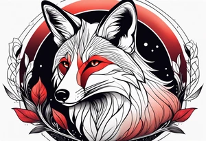 fox with red and white tail tattoo idea