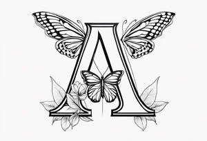 Letter A with butterfly tattoo idea