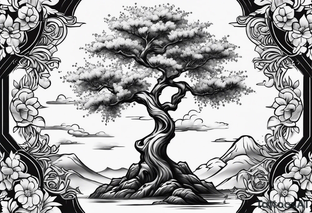 Cherry tree wrapped around a cross tattoo idea